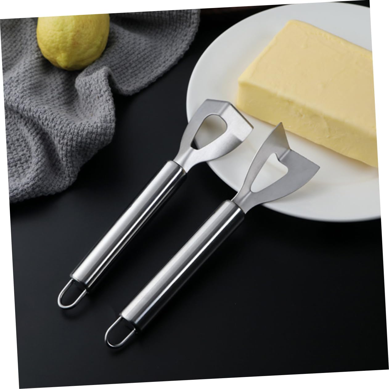 FELTECHELECTR 3pcs Stainless Steel Butter and Cheese Cutter Ergonomic Kitchen Tools for Baking and Cooking for Slicing Butter Cheese and Pastry and Stylish Design