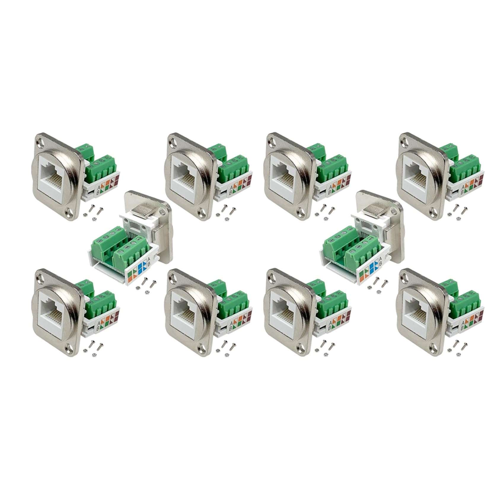 Conector montaje panel RJ45 tipo d para armarios rack y proyectos informáticos 8