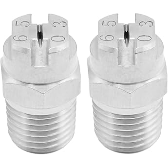 VIKKSAER Flat Fan Spray Nozzle Tips 1/4BSPT Male Thread 65 Degree Nozzle with 1.1mm Aperture 304 Stainless Steel Fan Spray Nozzle 2 Pieces 65 Degree 1.1mm Opening