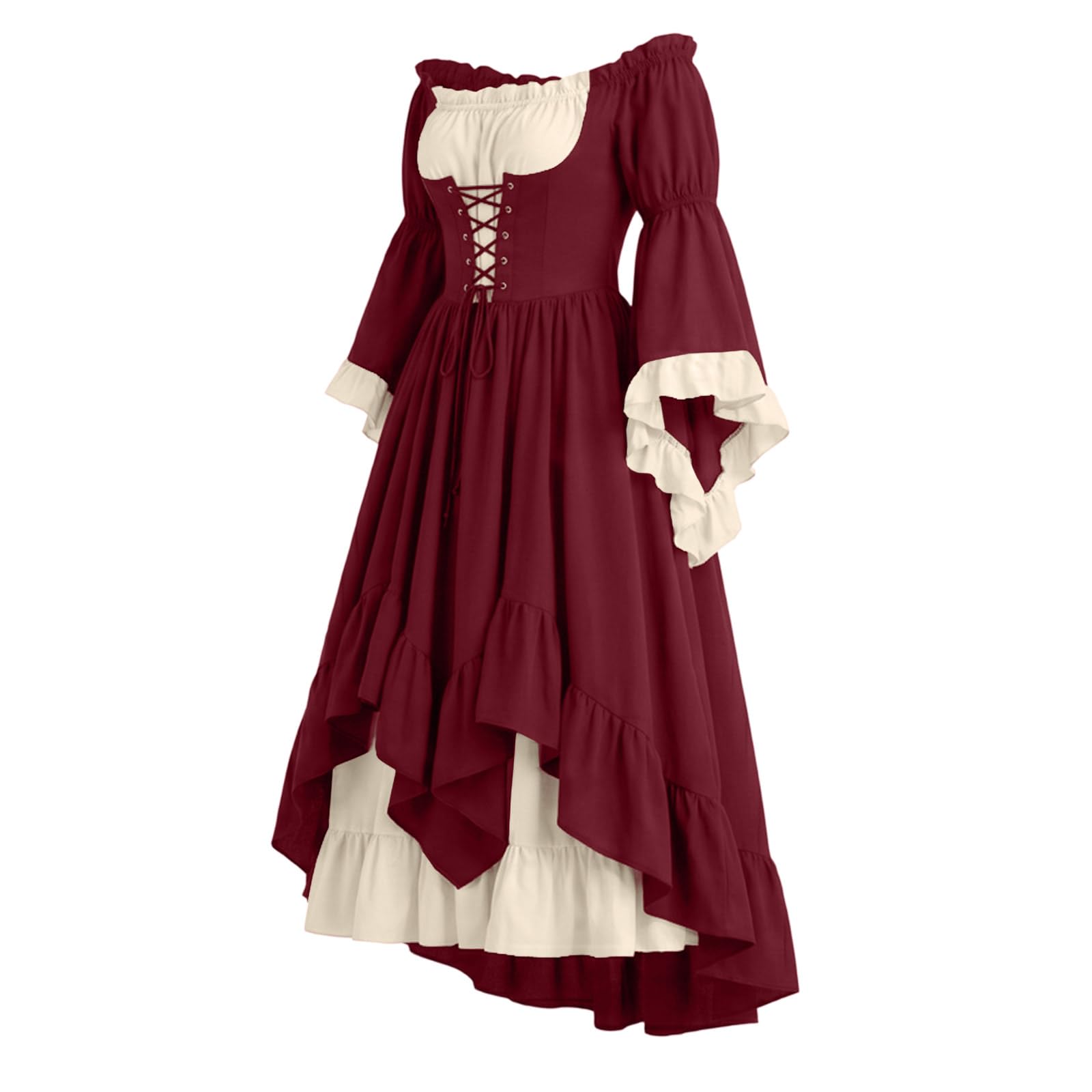 Saymany Mittelalter Kleidung Damen Renaissance Vintage Puffärmeln