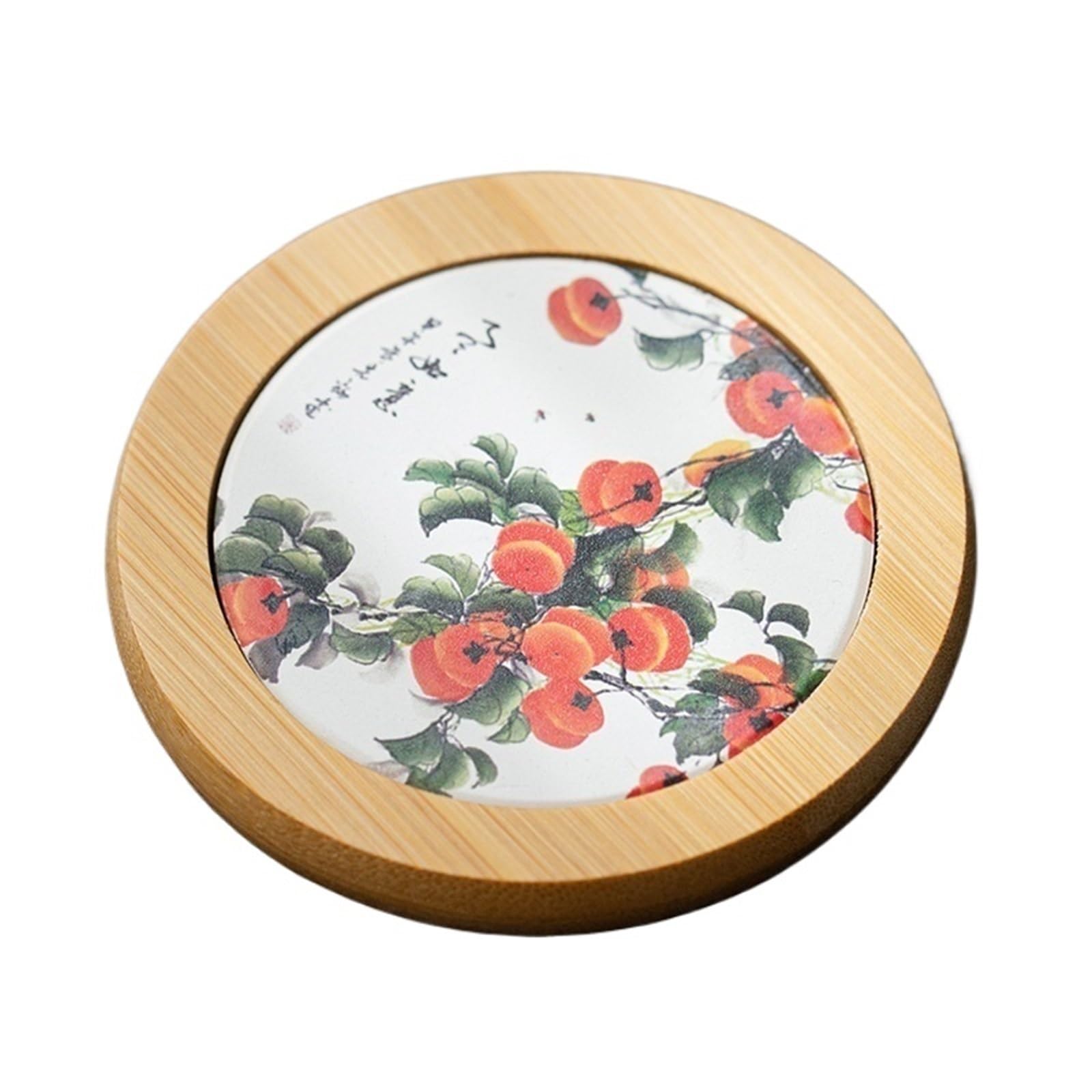 2PCS Round Ceramic Coaster High-Temperature Mats Anti-skidding Tea Pad Drink Tableware for kitchen(COLOR1)
