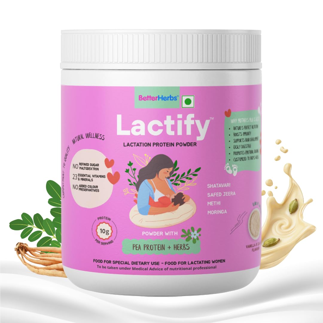 Lactify Lactation Protein Powder with Shatavari to increase Breast Milk for Feeding Mothers 325 g Vanilla Elaichi Flavour | Mother's Recovery with 23 Essential Nutrients | No Refined Sugar & Preservatives