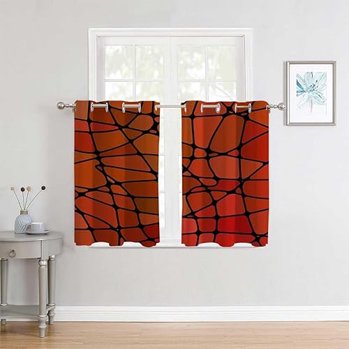 Cortinas para cocina, decoración de mosaicos marrones, cortinas opacas para puerta corrediza de vidrio, material opaco de 63 pulgadas de ancho por