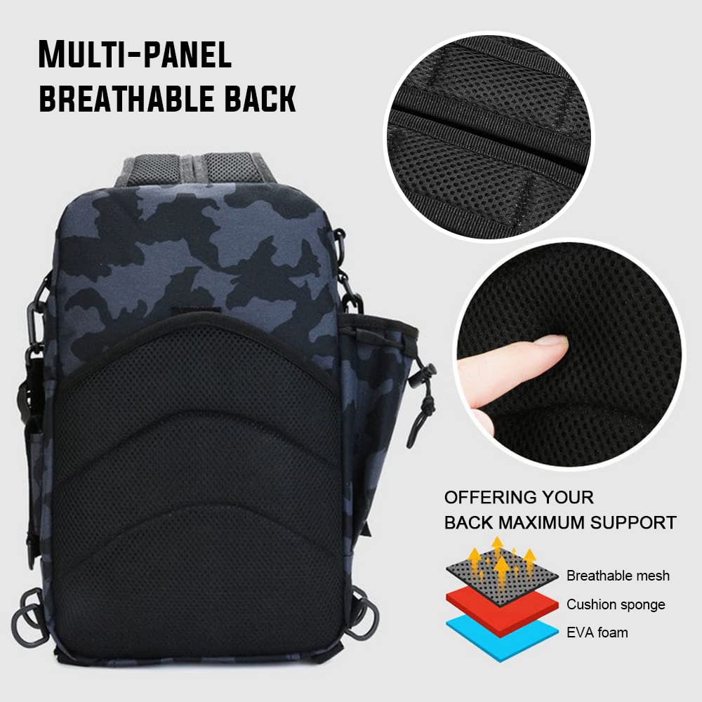 Wędkarstwo Tackle Plecak do przechowywania Torba na zewnątrz Plecak na ramię Wodoodporna torba na narzędzia wędkarskie Cross Body Sling Bag (Camouflage-1)
