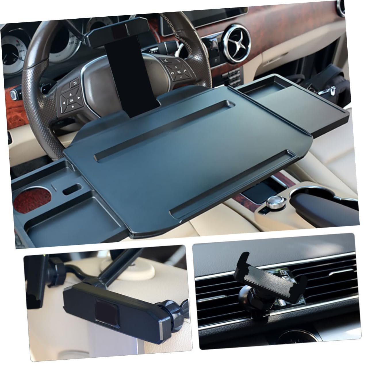 Alipis Faltbarer Getränkehalter und Klapptisch für Autositz aus Abs Aluminiumlegierung Praktischer Auto Getränkehalter mit Sauberem Design für Lange Fahrten im Auto