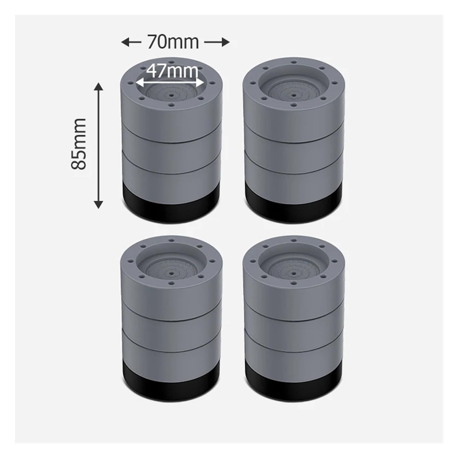 Almohadillas For Pies De Lavadora Antivibración, Compatibles Con Electrodomésticos Universales, 4 Piezas | Instale lavadoras domésticas, reduzca la vibración y el ruido de funcionamiento.(4pcs Gray 85mm)