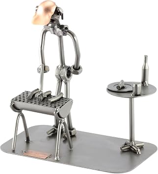 Steelman24 Barbecue Man Sculpture Nuts and Bolts Handmade Ornaments Made in Germany Metal Figurine