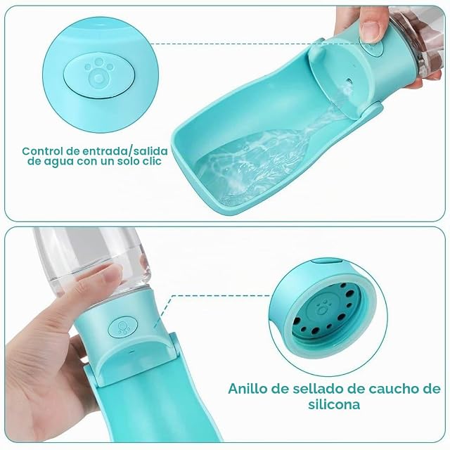 Foto 2 de 8 de Botella de agua para perros, plegable y a prueba de fugas