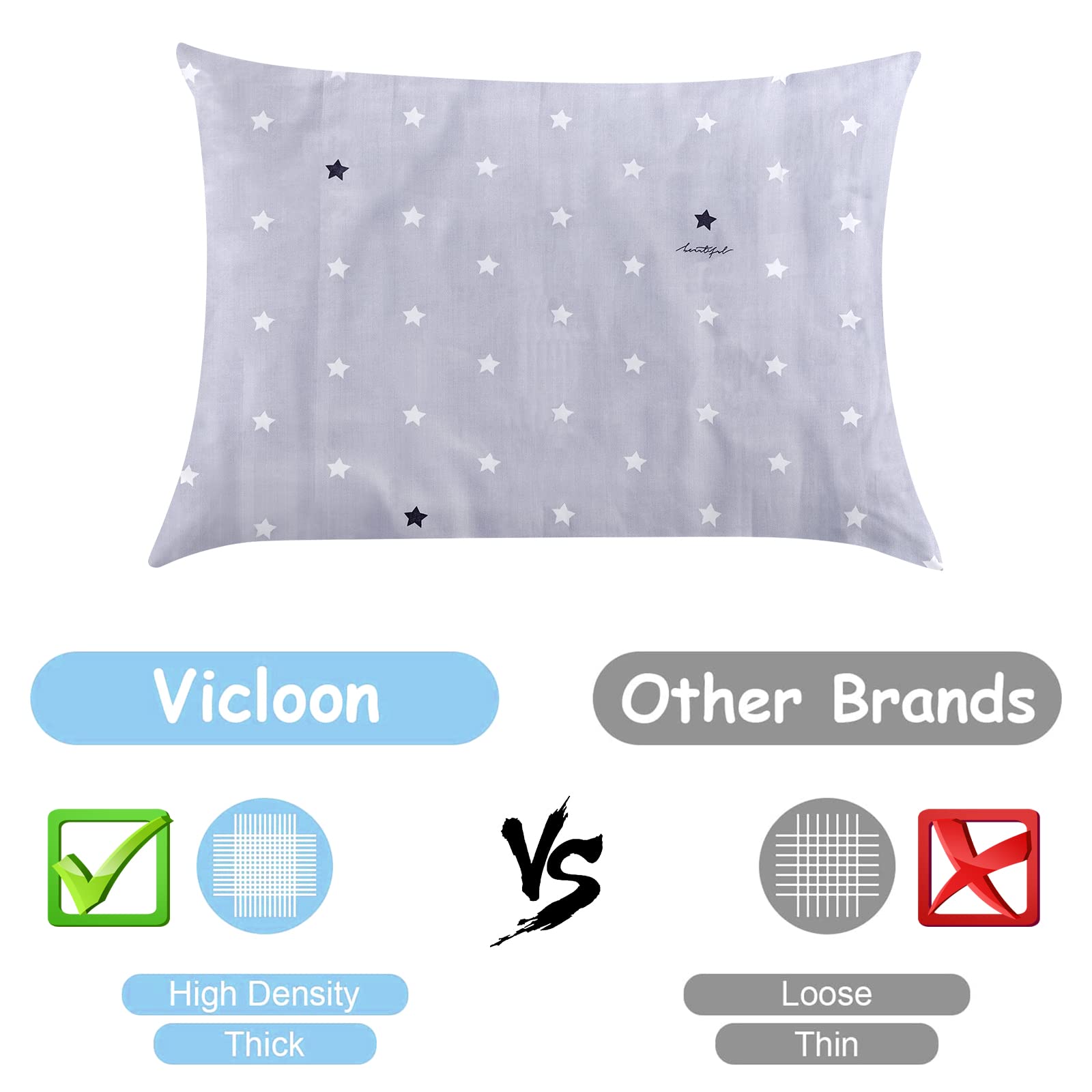 Vegena 2 Piezas Funda de Almohada de 40 x 60 cm, Fundas de Almohada para Niños, Funda de Almohada para Bebé de Algodón Suave y Transpirable, con Cierre de Sobre para Niños y Niñas