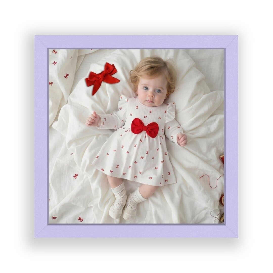 Procut Global Purple 60x60cm Modern Picture Frame for Nursery, Baby Gift - Photo Frame with Perspex Front, Wall or Tabletop Display - Keepsake for Newborn, Baby Shower & First Photo Memories