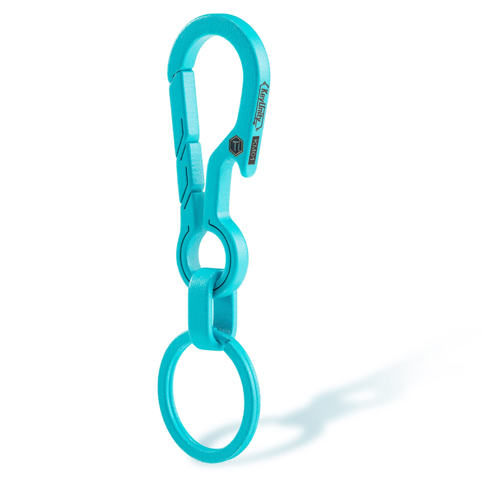 KeyUnity KM01 Keychain, Titanium Bottle Opener Type, Key Chain, Rustproof, Lightweight, Bottle Opener Type + Small Carabiner, 2 in 1 Key Ring, Silver, Men's Gift