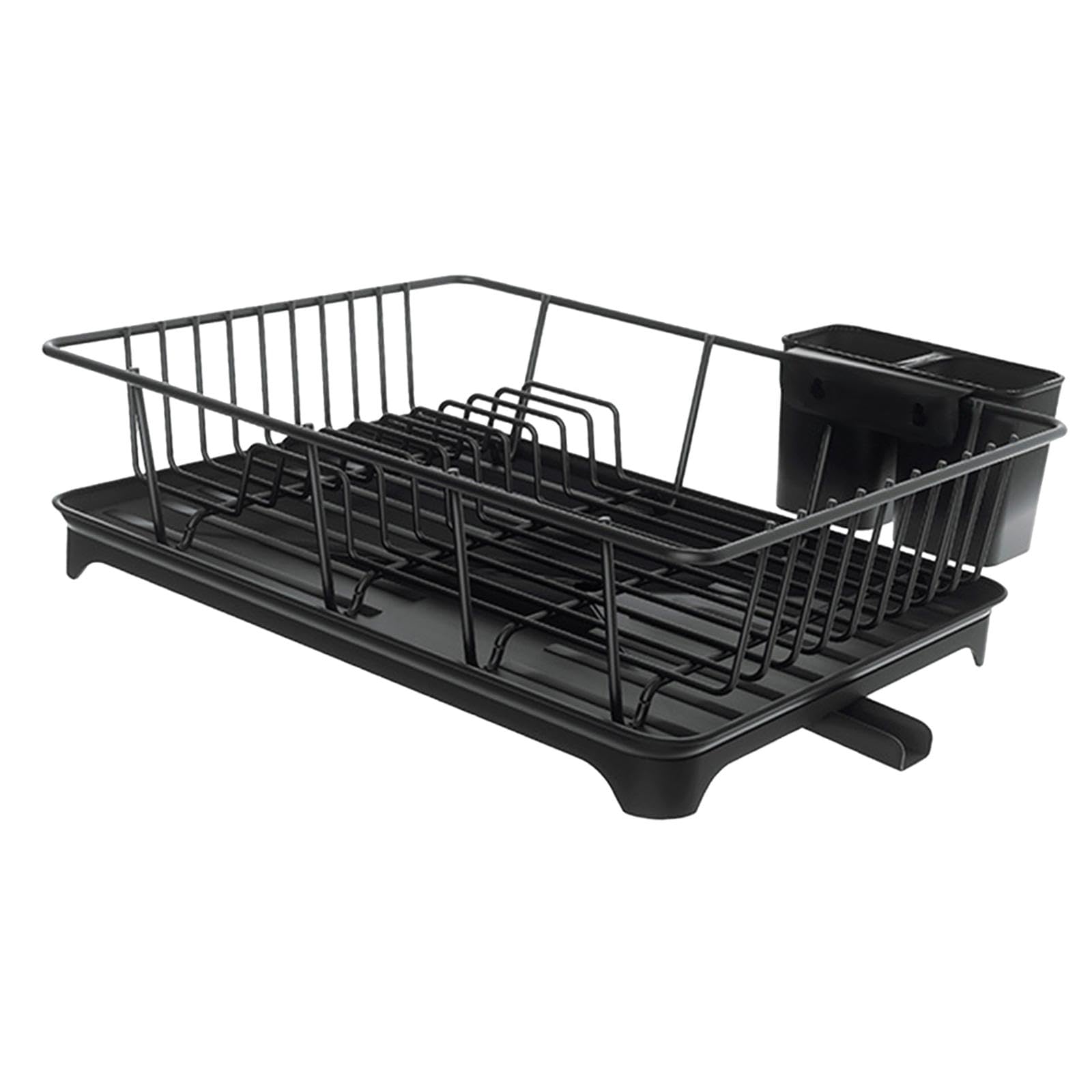Escurridor de Platos para Encimera de Cocina, Escurridor de Platos, Organizador Multiusos Que Ahorra Espacio, Portavasos con, Negro, Individual