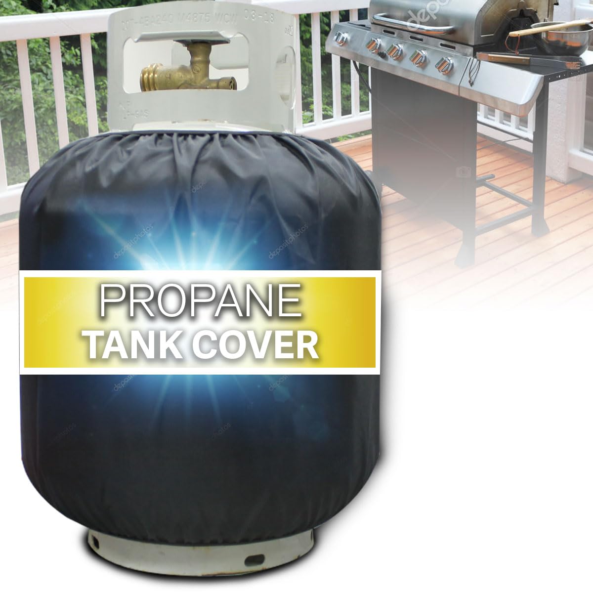 LAMINET 20 lb Propane Tank Cover – Insulated & Decorative Propane Tank Blanket for Grill, Travel Trailer, RV, and Outdoor Use – Durable Weatherproof Gas Tank Cover