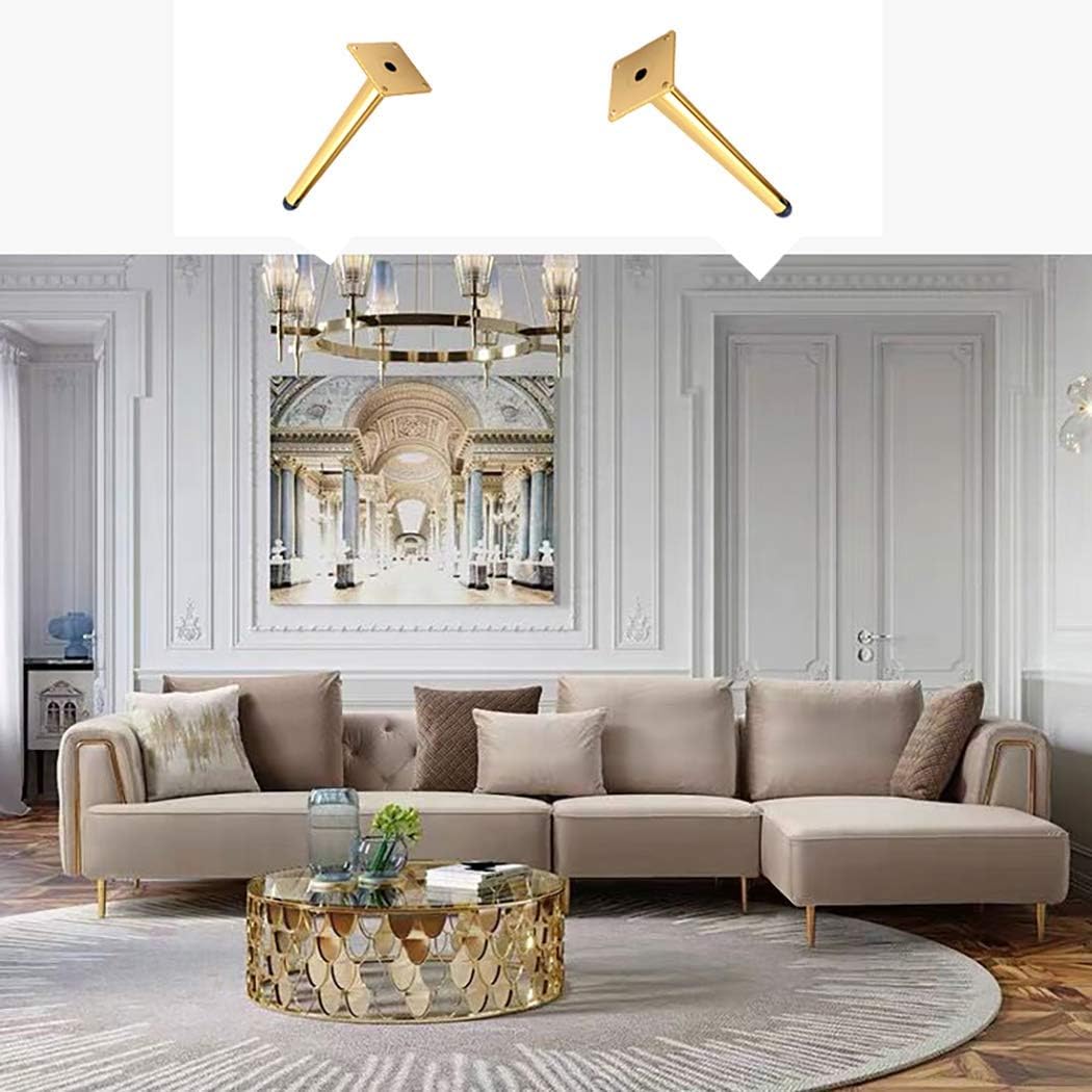 4pcs Furniture Legs Furniture Feet Metal Table Legs Supporting Feet Sofa Legs Cabinet Legs, Furniture Replacement Legs, Gold(10cm/3.9in)