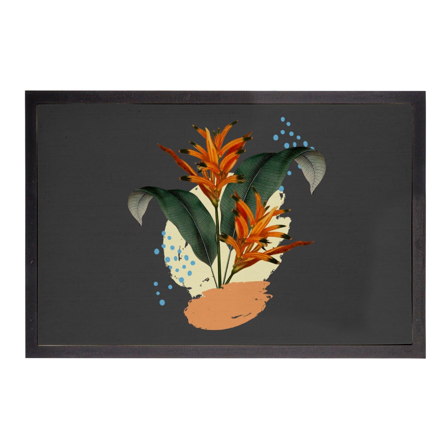 Paillasson noir heliconia plante tropicale pour une entrée style jungle chic