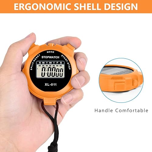 Miniatura 3 de Vicloon Cronómetro digital simple  Pantalla grande, división de una sola vuelta, reloj de 1224 horas con fecha de alarma para entrenadores,