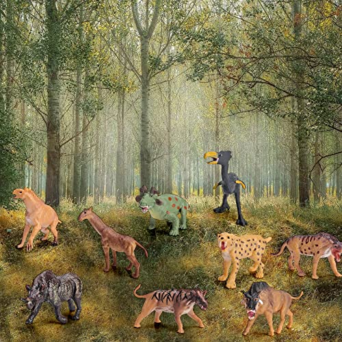 Bretoyin Mini Prehistoric Mammals Animals Toys Set 12Pcs Animal Figures Wildlife Figurines Woolly Mammoth Saber-Toothed Tiger Model Dire Wolf Figure Kids Birthday Gift #TOP4