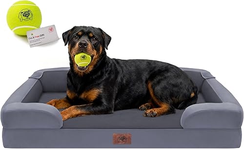 Miniatura 13 de Cama extra grande para perros, cama ortopédica XL de espuma viscoelástica lavable para perros grandes, sofá de mascotas impermeable con reposabrazos