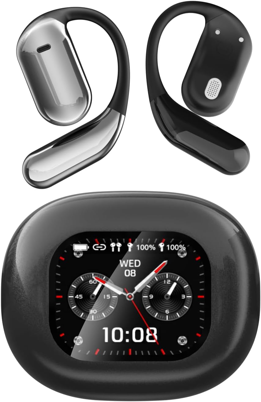 JIECAN AI Translation Earbuds,OWS LCD 144 Language Translator Open Ear Headphones in Real Time,HD Stereo Noise Cancelling 3-in-1 EarbudsTranslation Device for Travel Business Learning