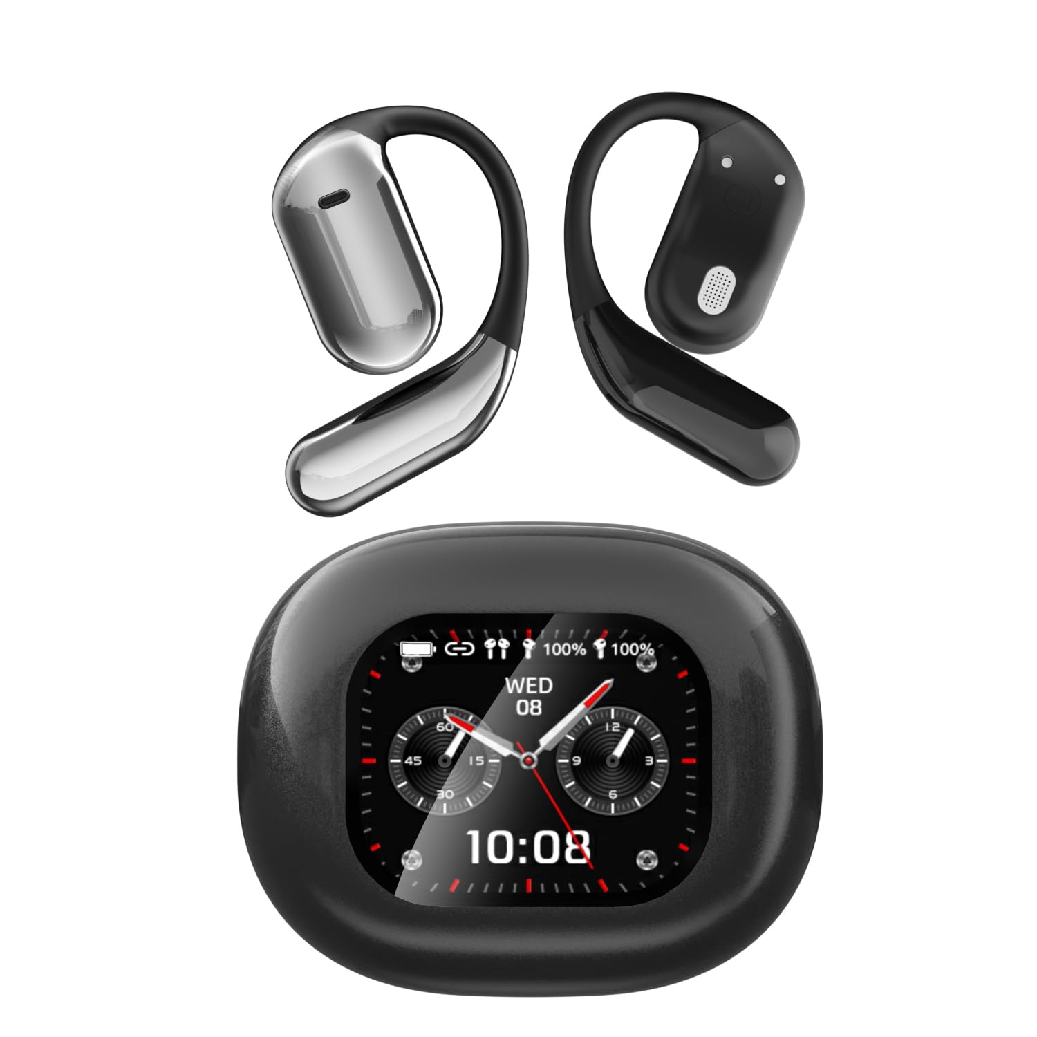 JIECAN AI Translation Earbuds,OWS LCD 144 Language Translator Open Ear Headphones in Real Time,HD Stereo Noise Cancelling 3-in-1 EarbudsTranslation