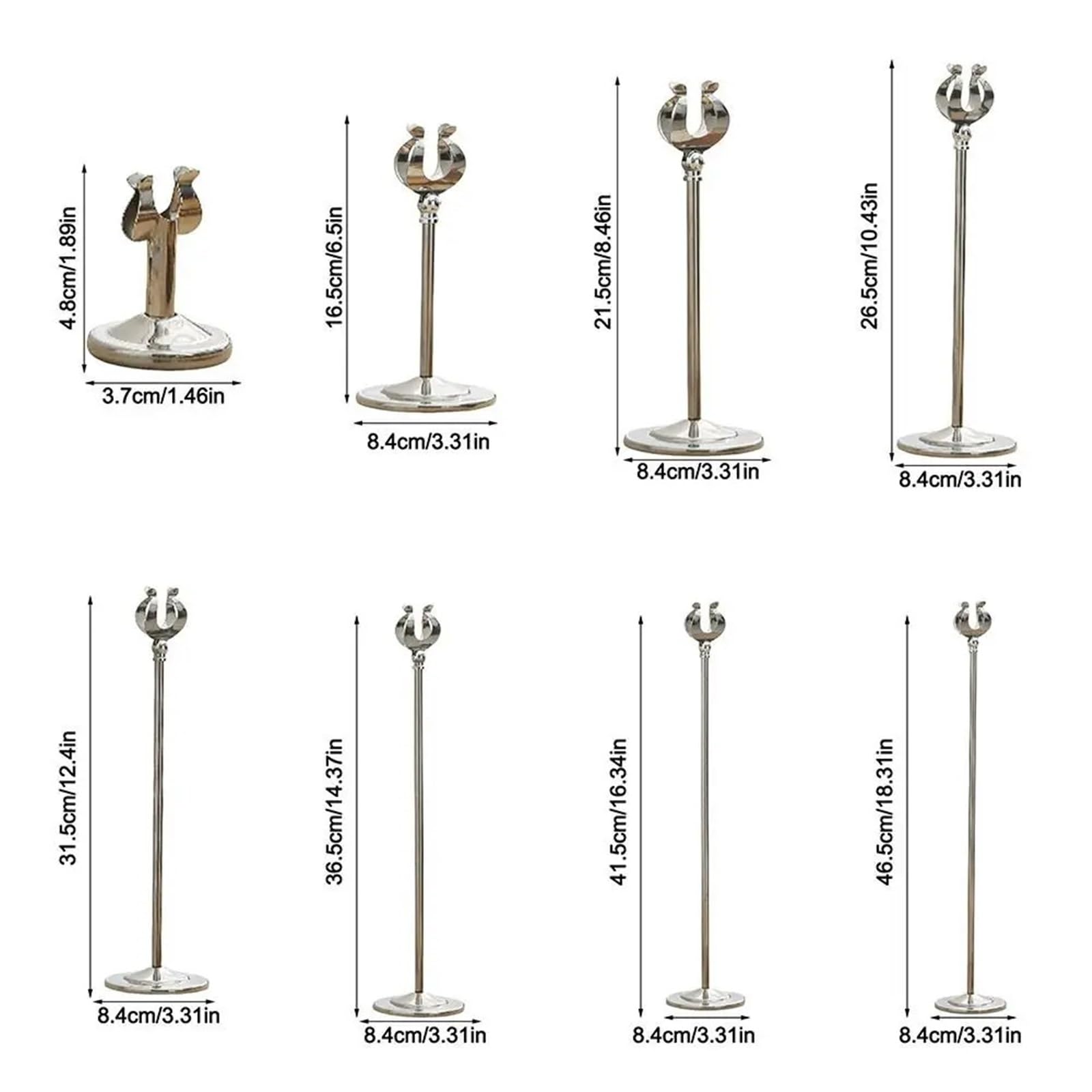 Soporte de número mesa acero inoxidable, Base estable, abrazadera asiento, menú pie en forma U, estante exhibición precios, accesorios , 8 Uds para Restaurantes Bodas