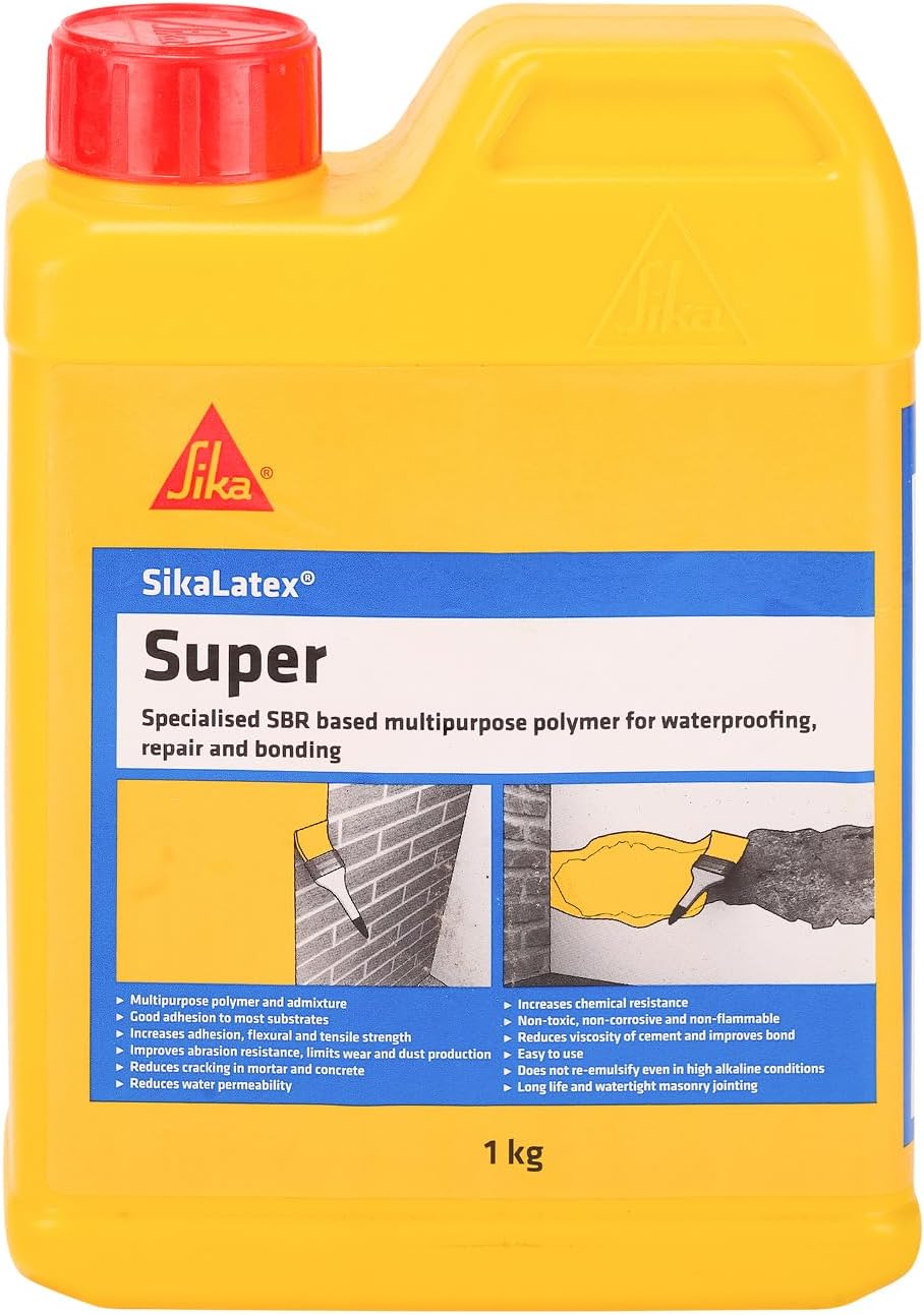 SIKA – Multipurpose repair polymer – SikaLatex Super – Ideal for waterproofing, bonding and repairing – Easy to use – Crack-reducing – 1 kg – White