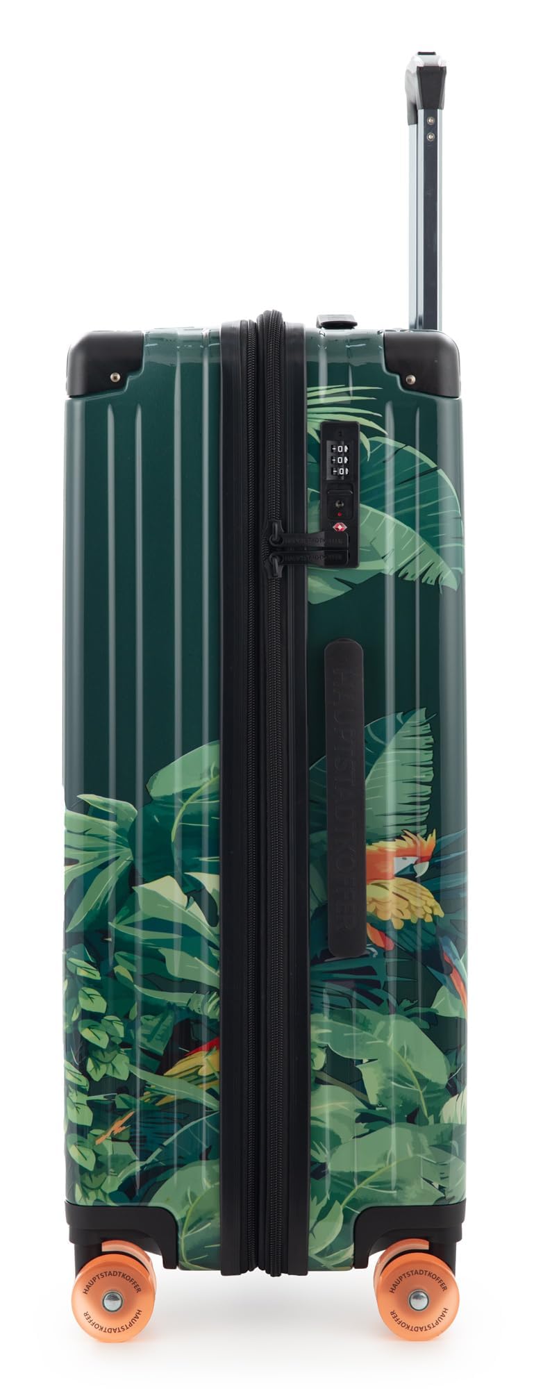 Hauptstadtkoffer Q-Damm Mittelgroßer Koffer (68 cm) 71-89 L, Design Papagei | ABS-Hartschale · TSA-Zahlenschloss · Erweiterbar · 4 Rollen · Austauschbare Ersatzteile · Aufgabegepäck · Urlaub · 1-2 Wochen