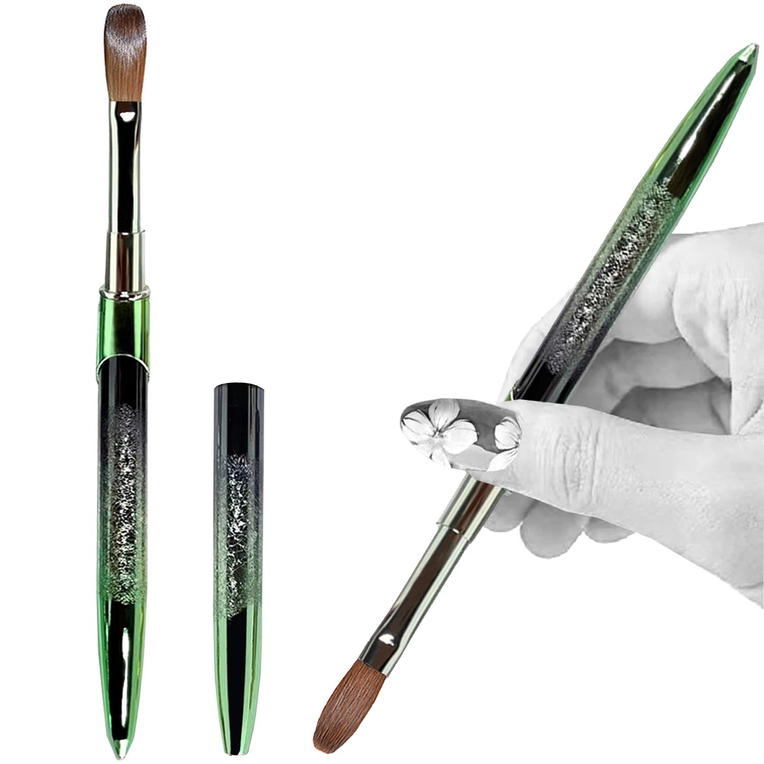 PCAORLEORS Kolinsky Nail Art Brush Acrílico con pelo de visón 100% virgen y mango de aluminio, pincel de gel profesional para aplicar Acrylic Beauty