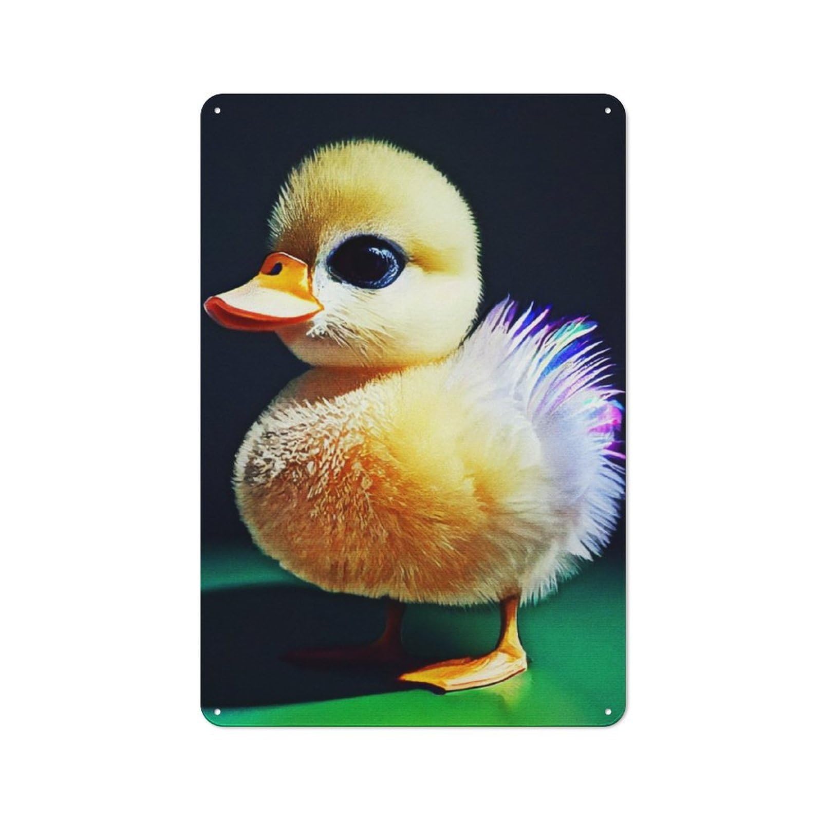 Junmoney Portrait Of Cute Duck Vintage-Inspired Tin Sign 30X20cm For Café Or Restaurant, For Cooler-Month Interiors With Vintage Character