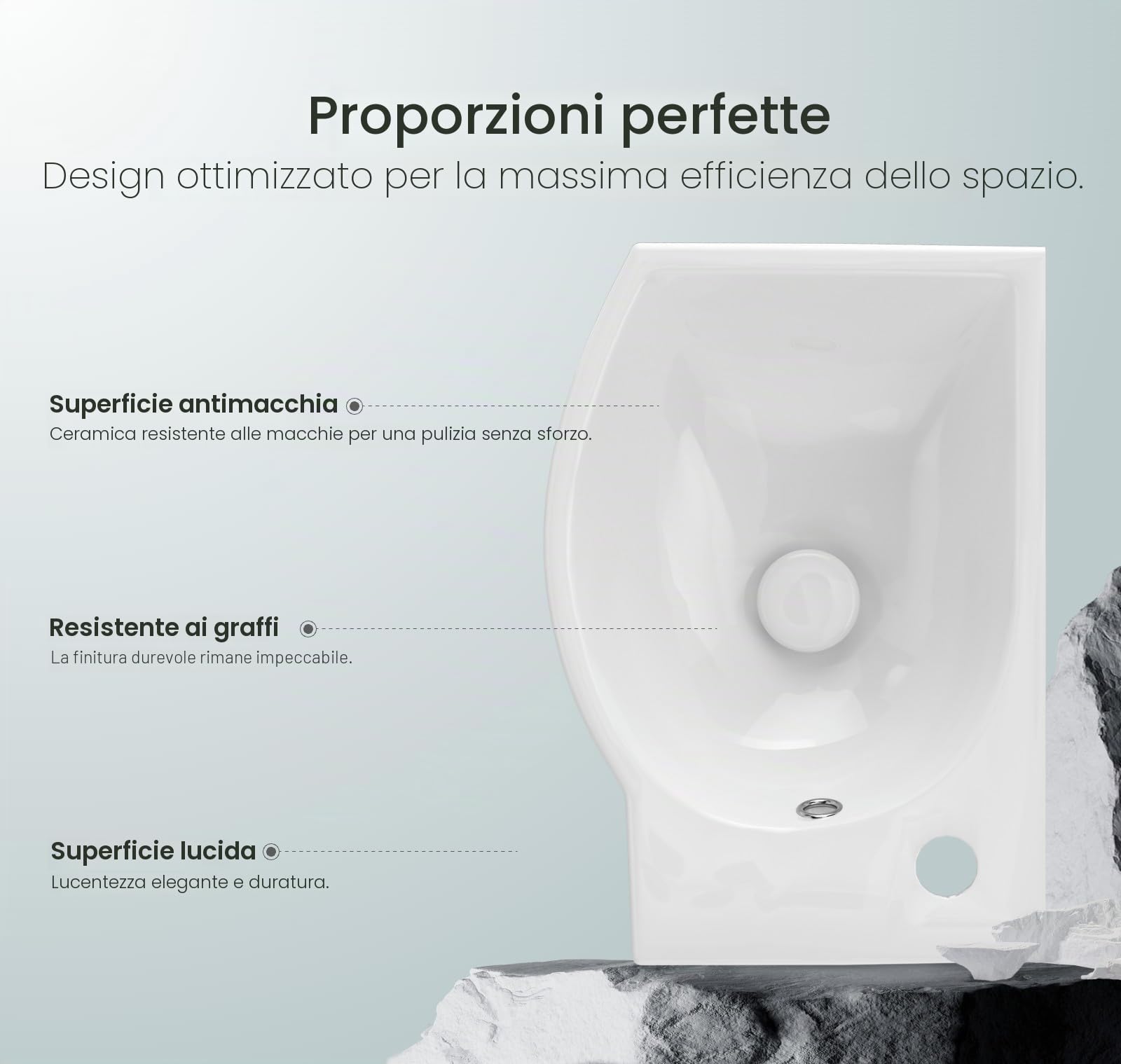 EMKE Lavabo da parete per armadio, piccolo lavabo ad angolo a semicerchio, in ceramica, per bagno, lavandino, bianco, 30 x 25 x 12 cm (lunghezza x larghezza x altezza)