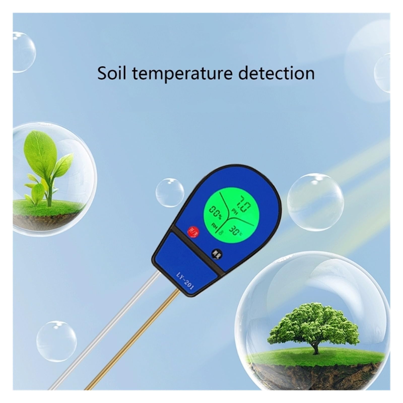 Medidor de suelo 3 en 1, medidor de humedad de suelo de planta Digital con PH/temperatura/humedad/utilizado for jardinería, cultivo de césped