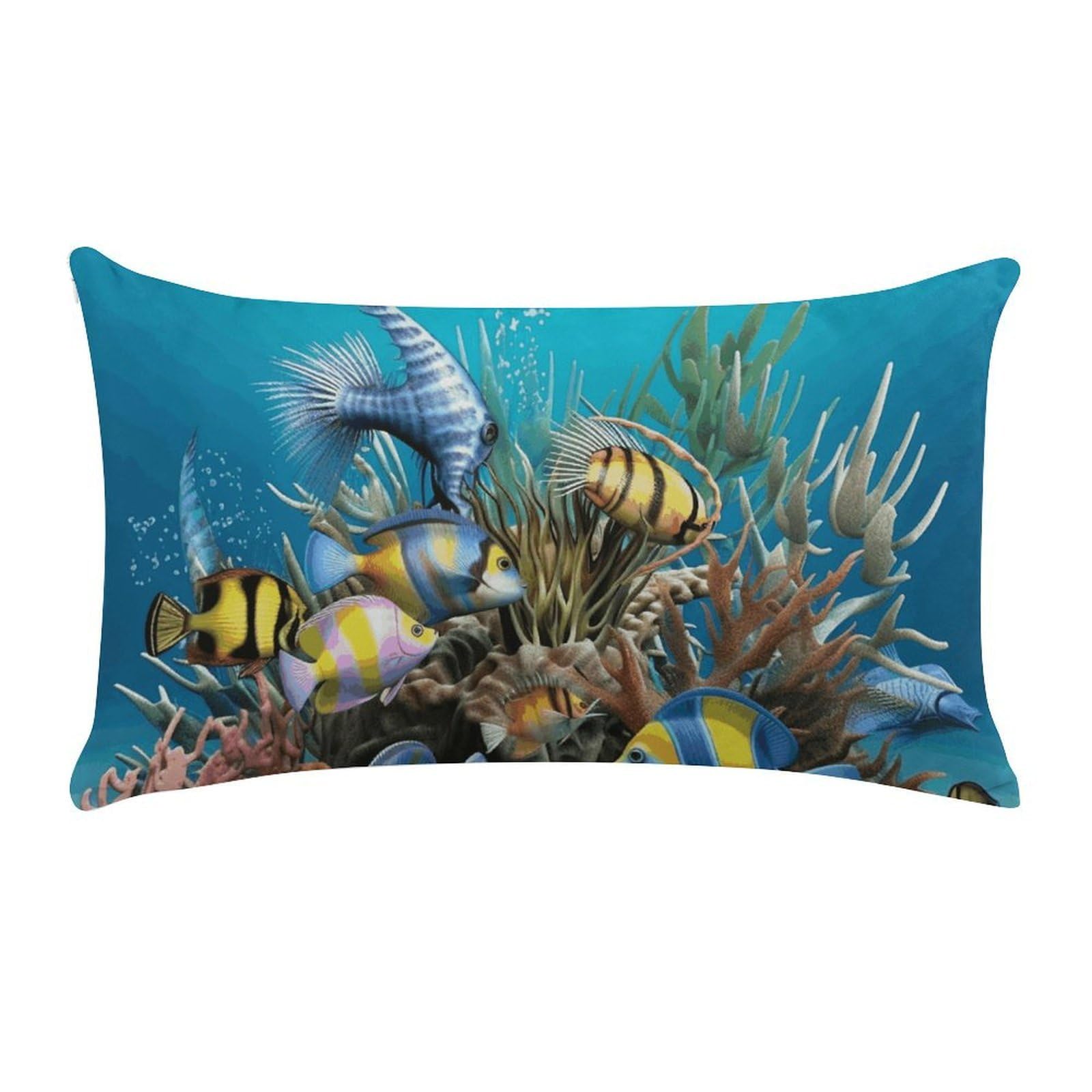 3D Ocean Fish Pillow Cases for Sofa, Super Soft Plush Pillow Cover with Zipper, Luxury Cozy Pillow Shams for All Seasons, Lightweight Pillowcases for Bedroom, 12" X 20"