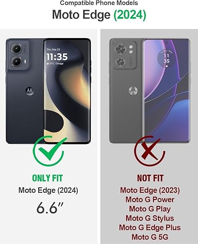 Miniatura 2 de Jeylly Funda y protector de pantalla para Moto Edge 2024 2 unidades, soporte de anillo de dedo de grado militar y cubierta para lente de cámara