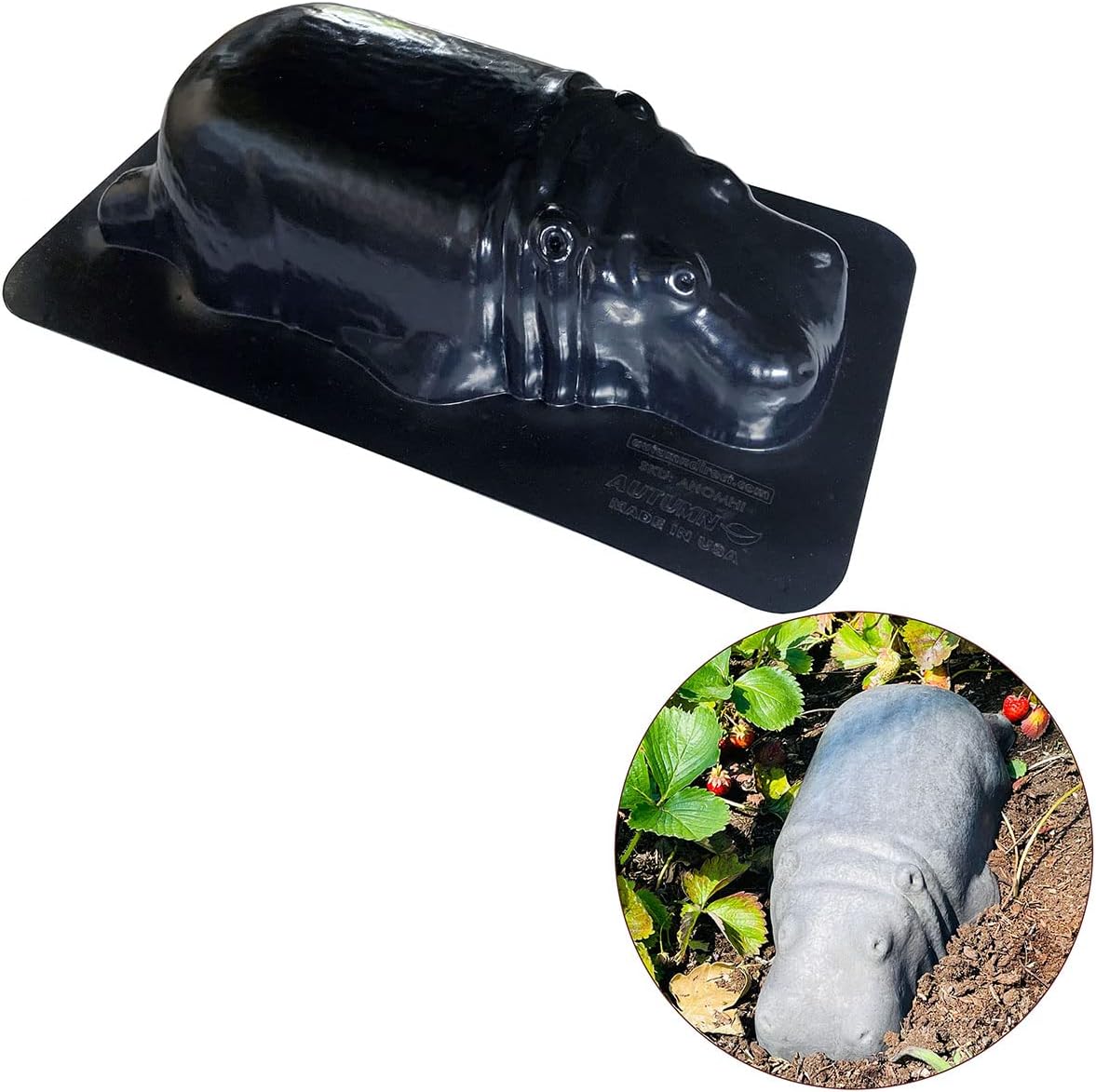 AUTUMN Hippo Garden Decor Mold, Concrete Cement Mold, Hippopotamus for Garden Figure, DIY Outdoor Decor, Hippo Statue for Garden