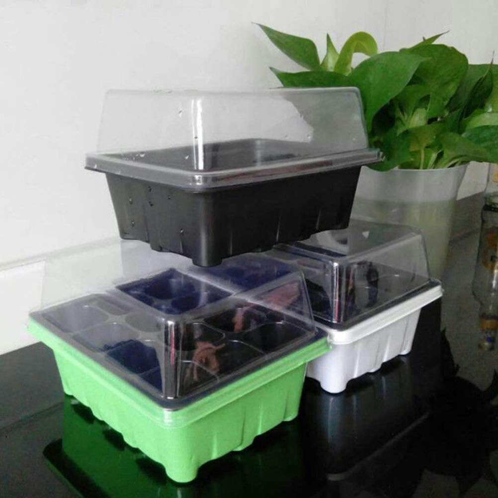 WWahuayuan Seedling Starter Trays Seed Starter Peat Pots Plant Flower Grow Starting Germination Kit Seeds Grow Box Case with Humidity Dome and Base,144 Cells,12 Trays,12-Cell Per Tray