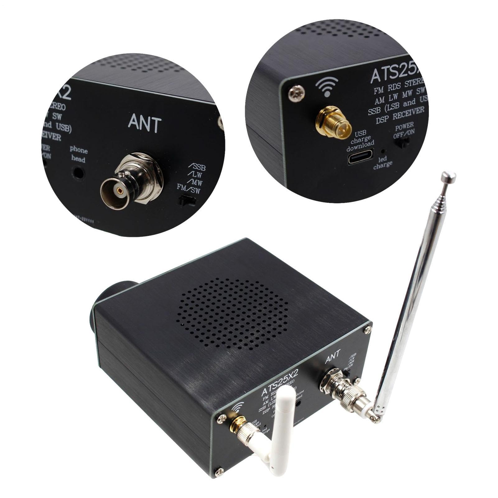 Genérico Receptor DSP ATS-25X2 Pantalla Táctil Onda Corta Am Onda Larga DSP | Radio Receptor Potente Radio FM Estéreo DSP Multifuncional Portátil Con Batería Recargable Para Familias