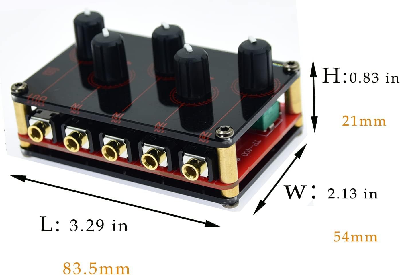 Multiple Input Mix 4 Way 1/8" inch 4 in 1 Out Stereo Passive Mixer Headphone Sound Audio Speaker Splitter selector switcher 3.5mm audio Switch Box aux Loop Volume knob Control 3.5 mm Mixing Sharing