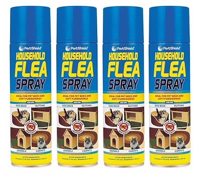 4 x Flea Spray for House Kills Flea Instantly Household Flea treatment for the home Dog Beds Cat Beds Hutches Kennels and Carpets Tick Protection Soft Furnishings 200ml