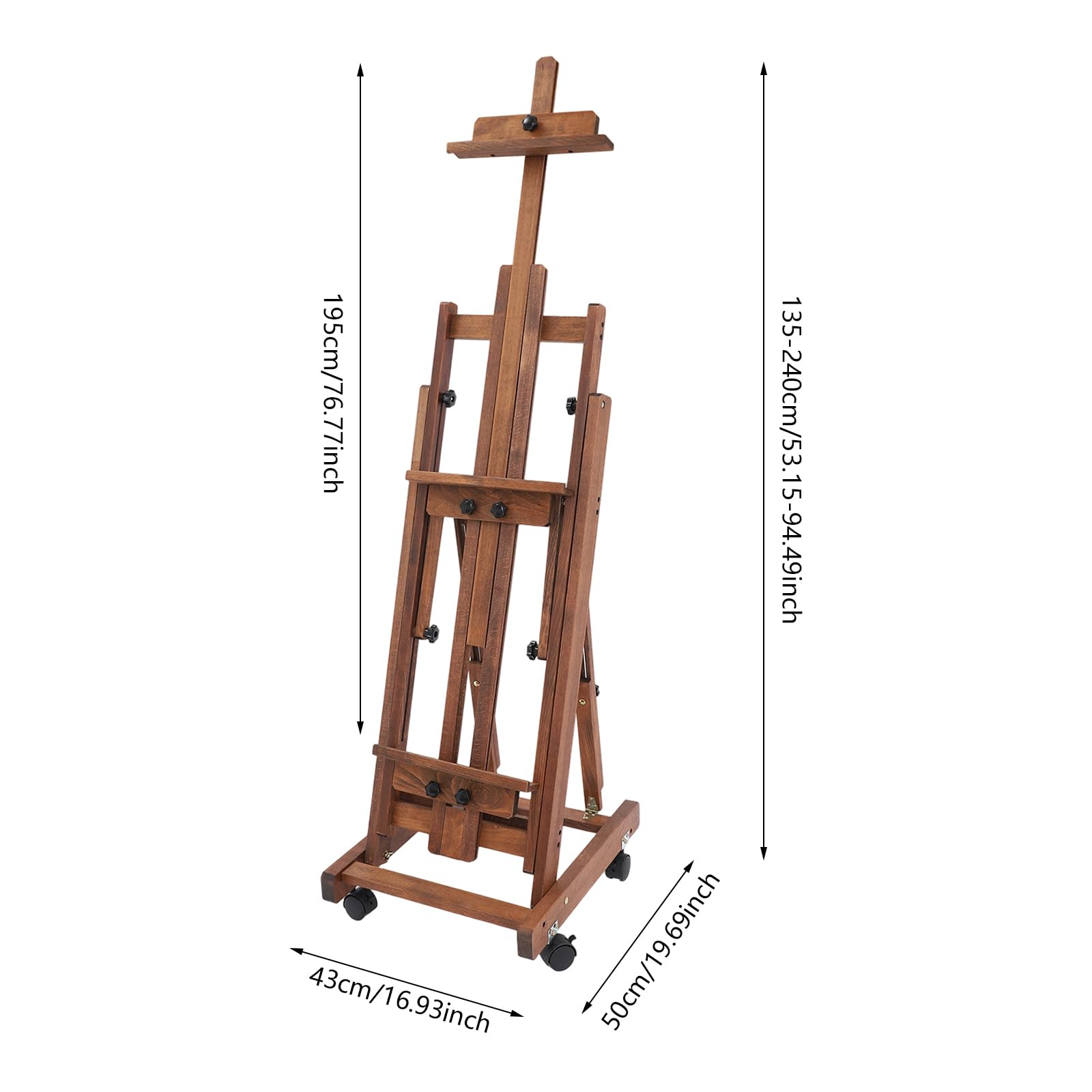 Staffelei Holz 135-240cm Höhenverstellbar Atelierstaffelei