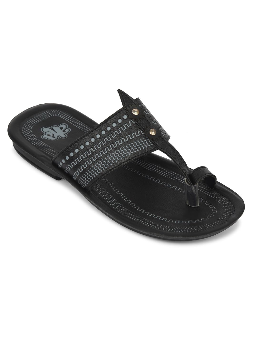 A-HA MPU-62 Casual Flat Sandal For Men - Black & Tan | PU Slip-on Flats - Suitable for Travel, Office & Home - Soft Padded Sole | Lightweight and Durable - Indoor/Outdoor Chappal for Gents-image-27