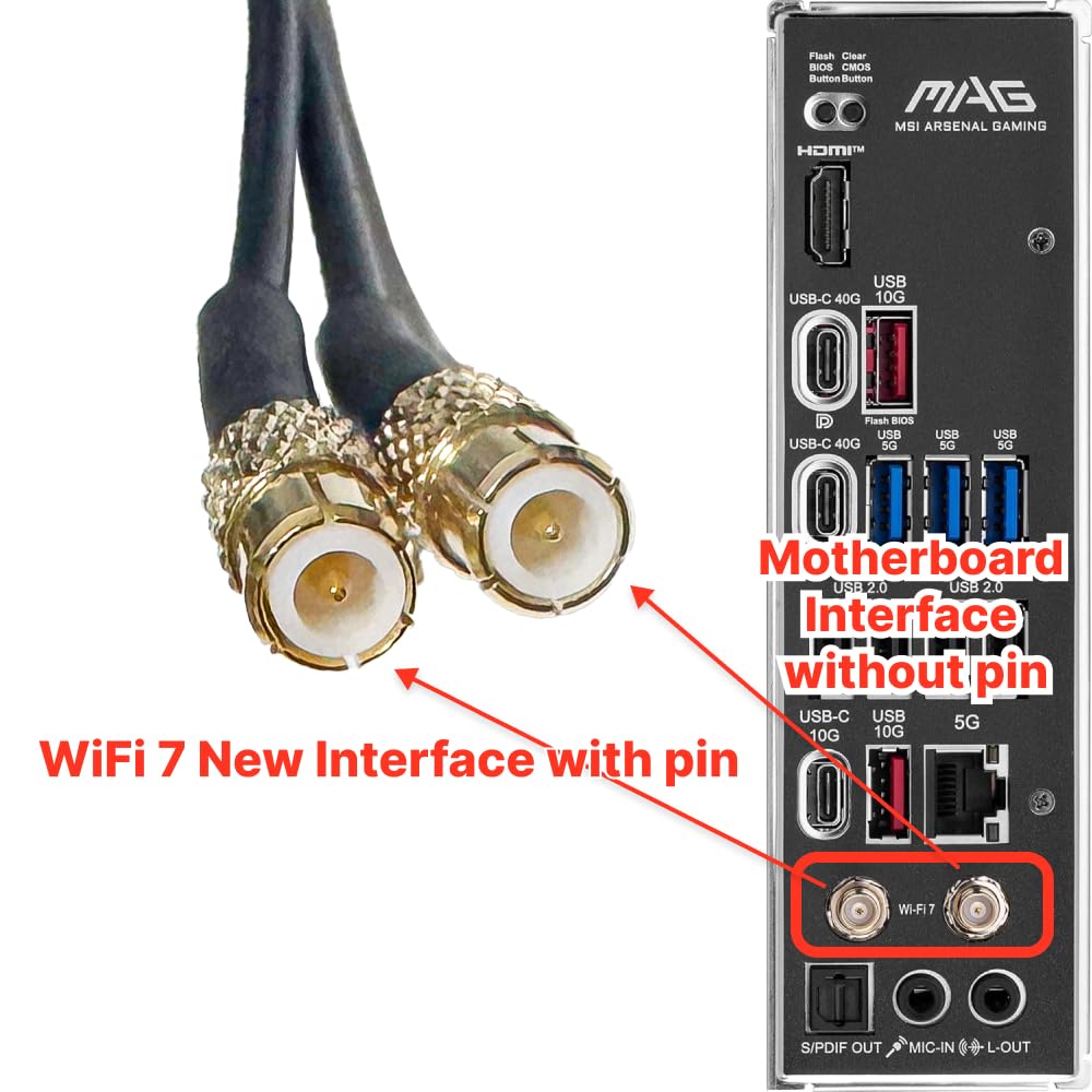 WiFi 7 Gaming Motherboard Antenna for MSI X870?MAG X870 Tomahawk?X870E Carbon?X870E Edge,MPG Z890 Edge?Z890 Tomahawk?PRO Z890-A B850? PRO B850-P?B860M-A Series WiFi 7 Gaming Motherboard