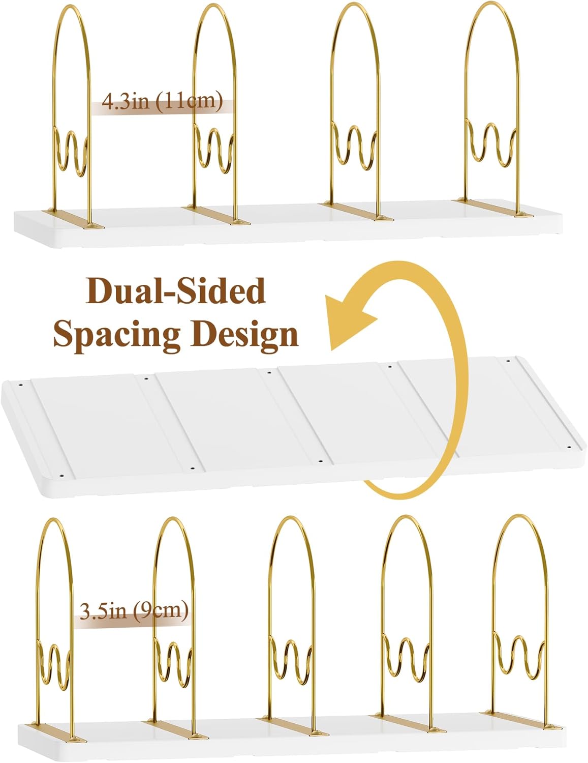 NiHome 2-Pack Purse & Handbag Organizer for Closet, Adjustable Handbag Dividers Storage Organizer, Dual-Side Spacing Wooden Purse Holder Rack for Large & Small Handbags, Space-Saving (White)