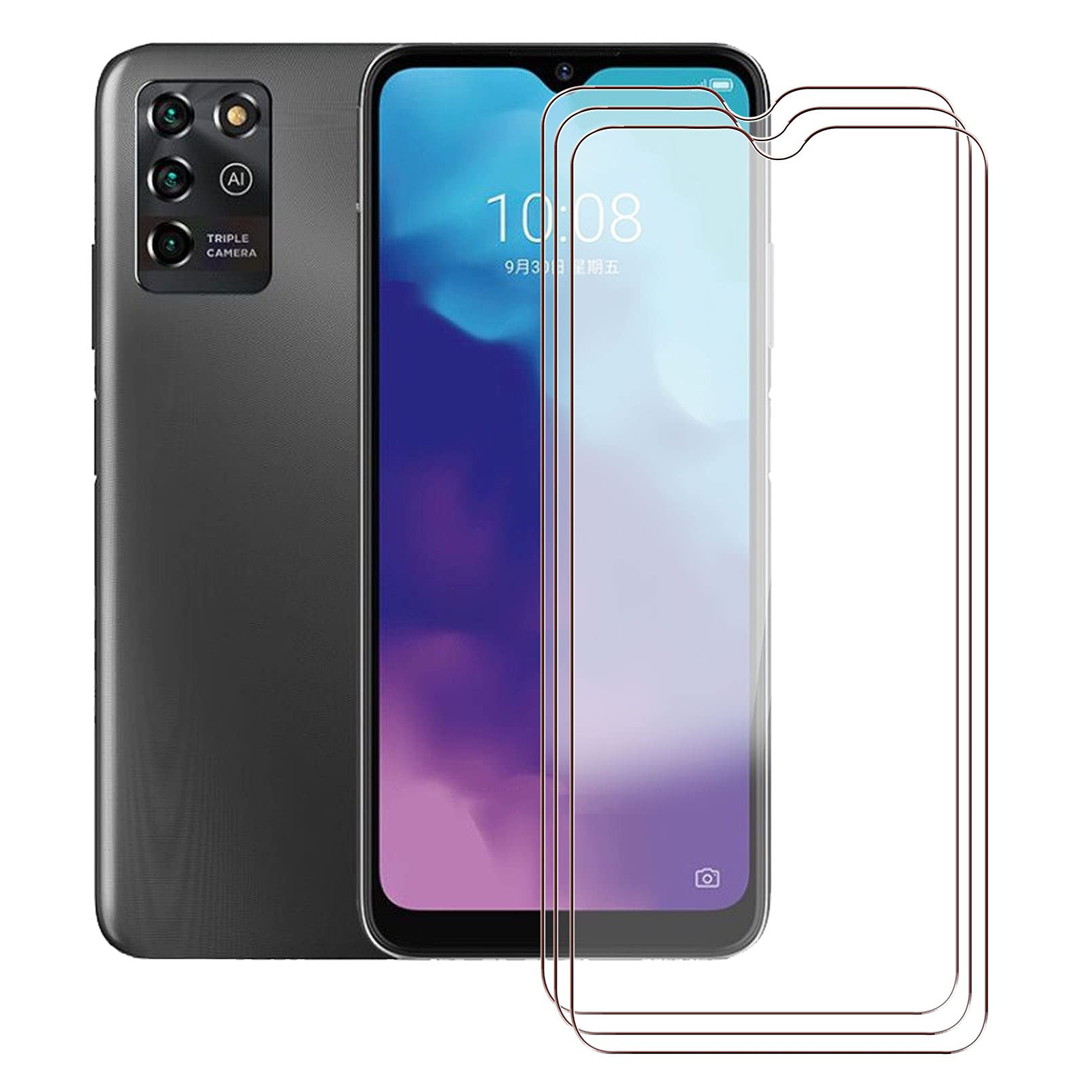 KJYF for ZTE Blade V30 Vita Screen Protector Tempered Galss, [3 Pack] High Clear [9H Hardness] [Bubble Free] Screen Tempered Glass Protective Film for ZTE Blade V30 Vita 6.82 Inch.