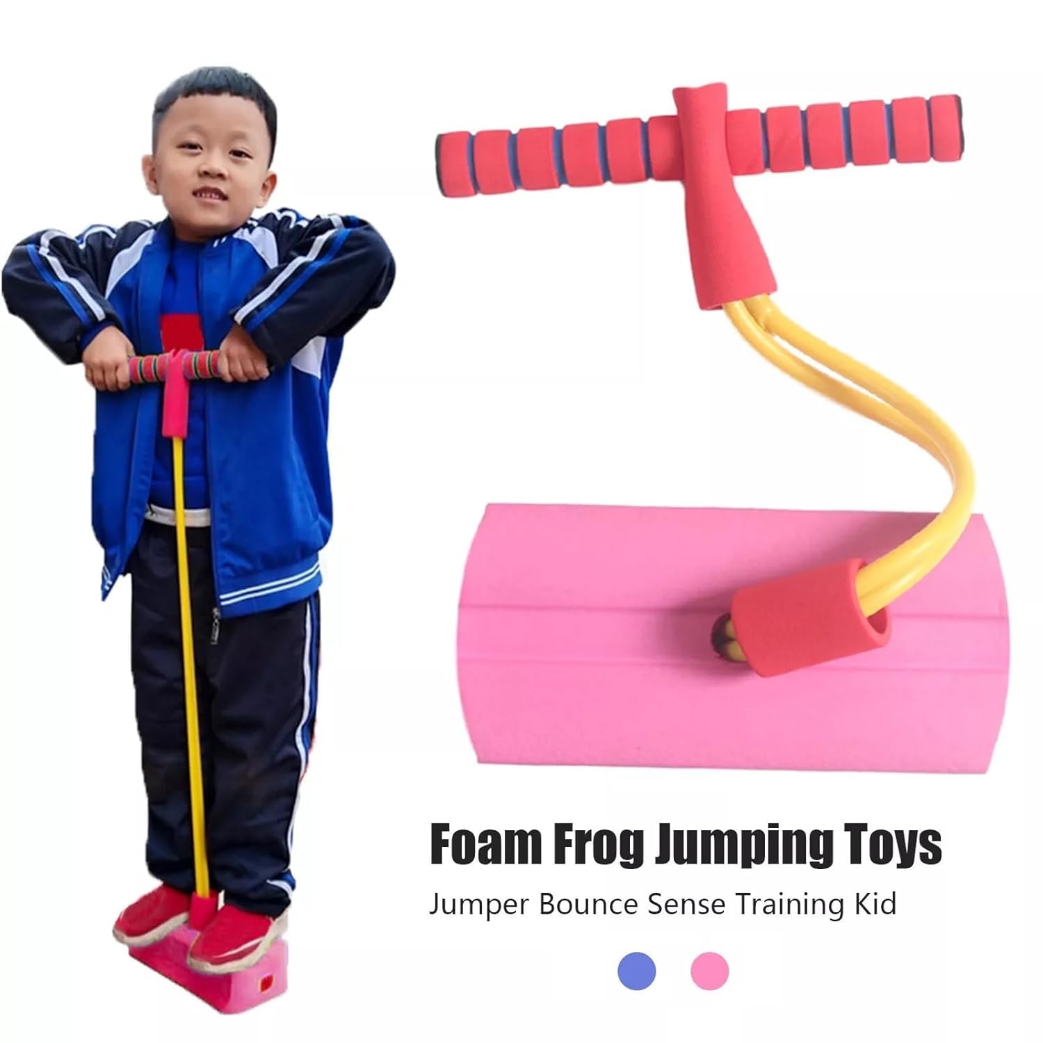 Grow Taller in Jumping Game Pogo Jumper for Kids Fun Toys for Kids Autistic Fun Sports Games Pogo Stick for Kids Cool Toys Pogo Jump Makes Pop Sounds (Blue)
