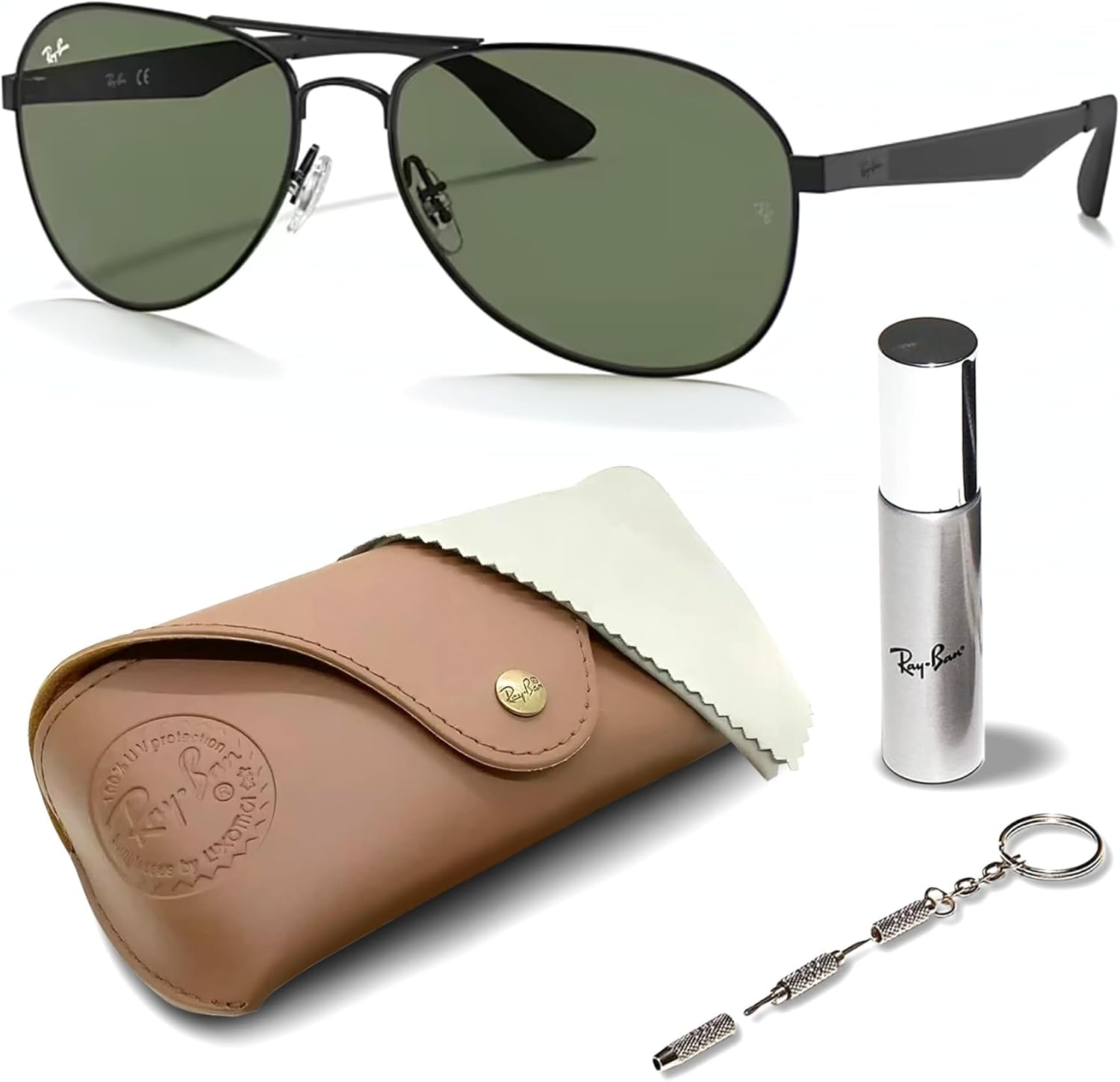 Ray-Ban RB3549 Pilot Shaped Sunglasses for Men & Women with Official RAYBAN Eyewear Kit