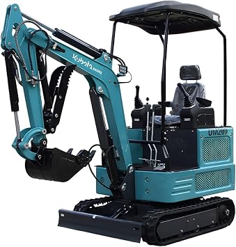2 Ton Mini Excavator- Powerful 12 HP EPA Diesel Kubotaengine, Includes Hydraulic Thumb, Digging Bucket, Auger & Grapple. Perfect for Farm, Construction & Landscaping Blue