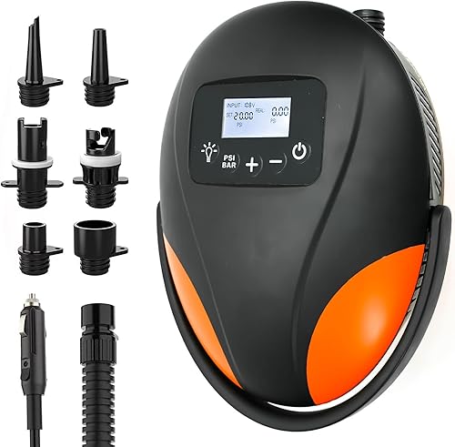 furein Bomba de aire SUP de alta presión de 20 PSI, bomba eléctrica de tabla de remo con apagado automático, función de inflado y desinflado de