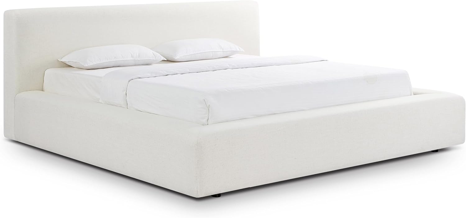 Tov Furniture Meena Cream Upcycled Linen Storage King Bed