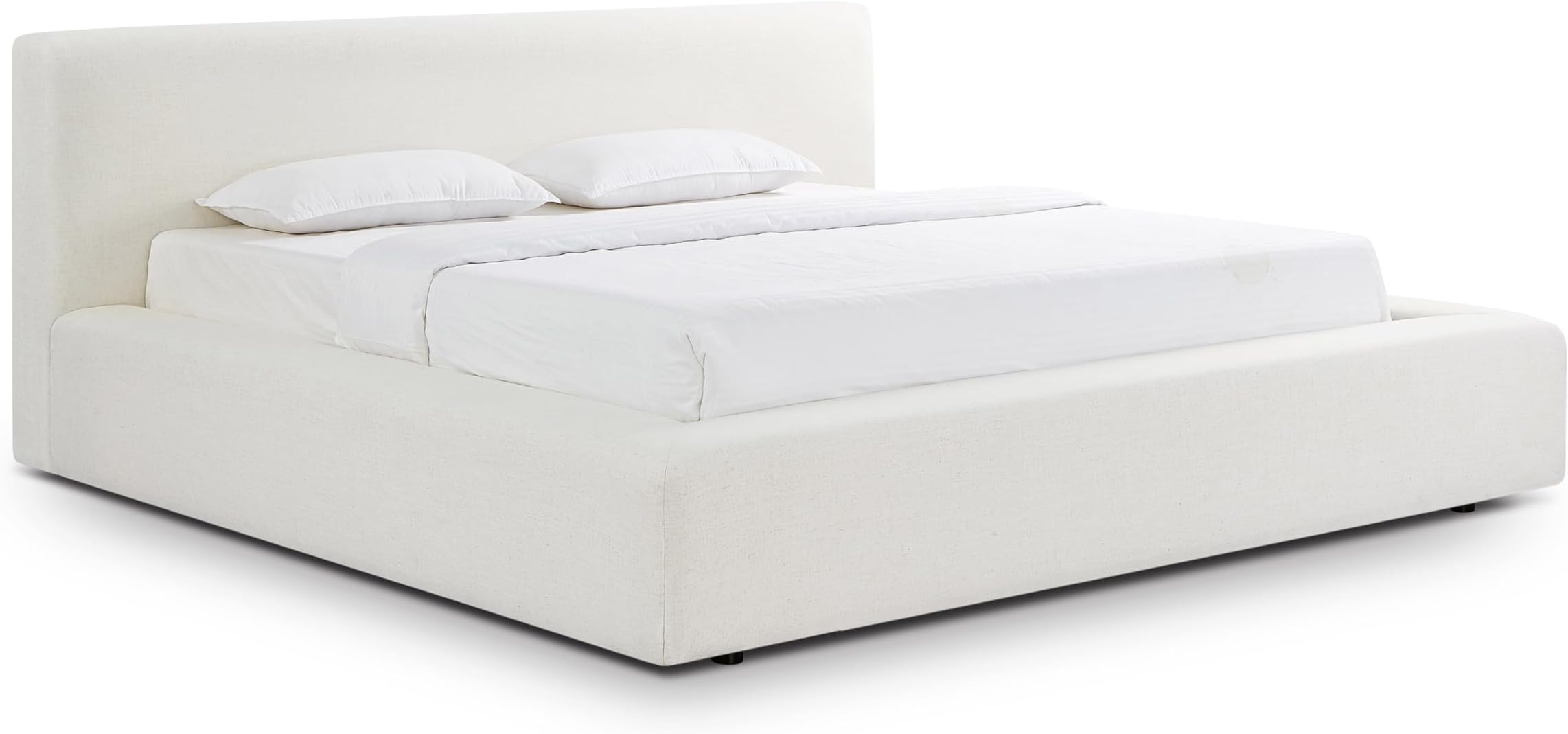 Meena Cream Upcycled Linen Storage King Bed