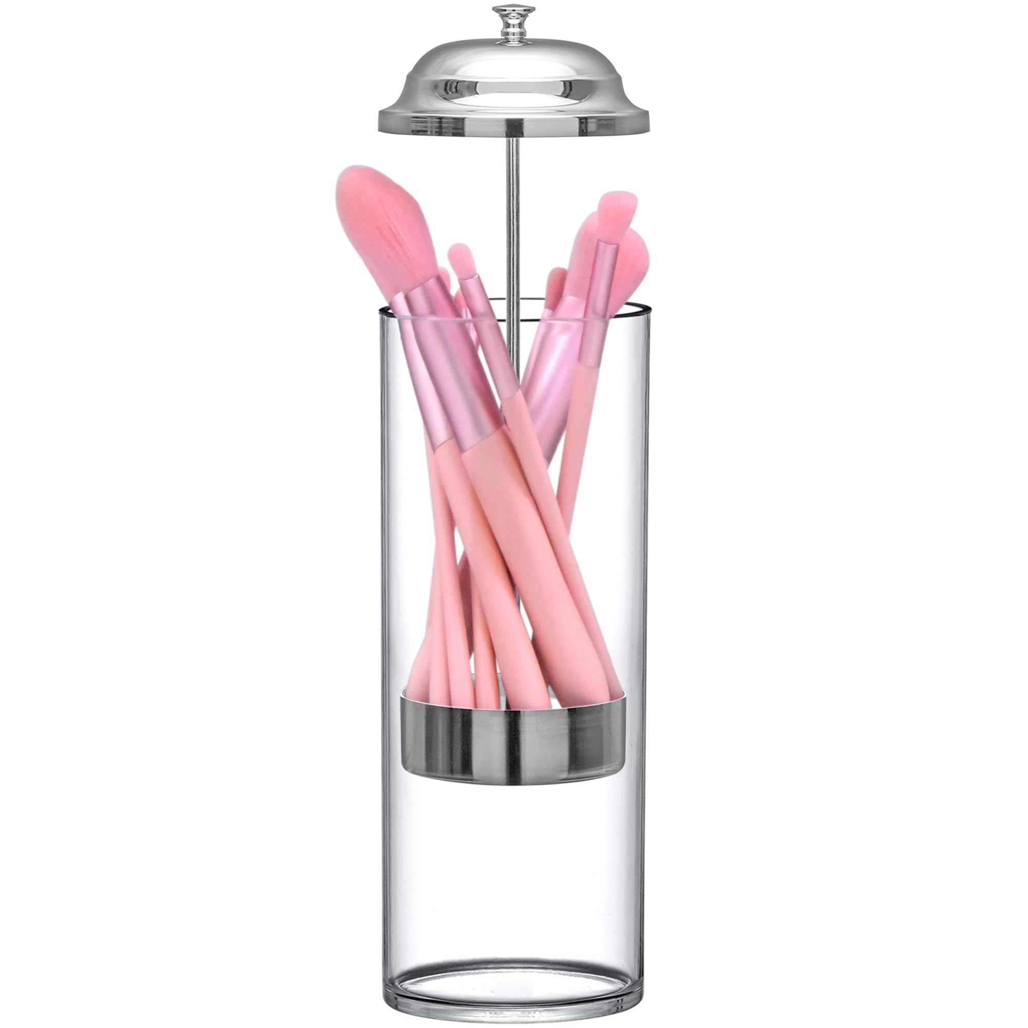 Amazing Abby - Butterfly - Acrylic Makeup Brush Holder with Dust-Proof Cover, Plastic Eyebrow Pencil Holder, Plastic Straw Dispenser, Perfect Storage Solution for Beauty Products